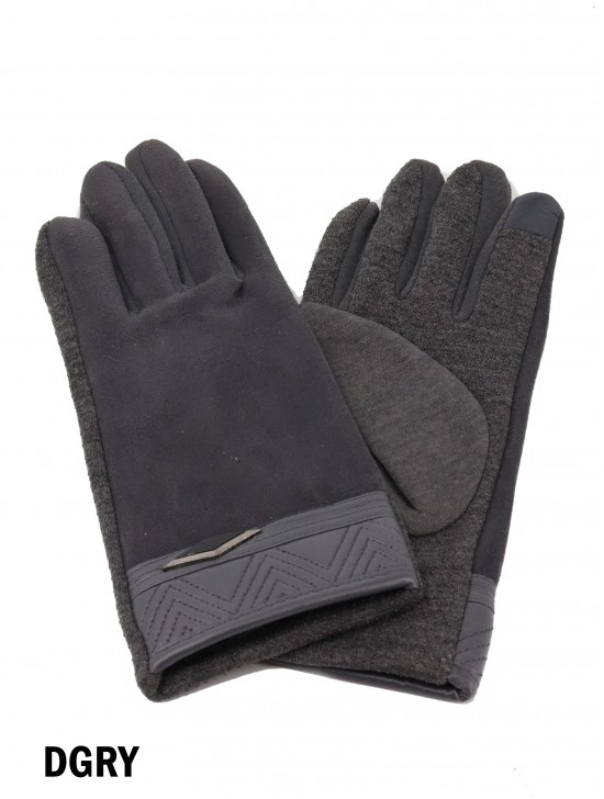 Unisex Touch Screen Glove with Wavy Faux Leather